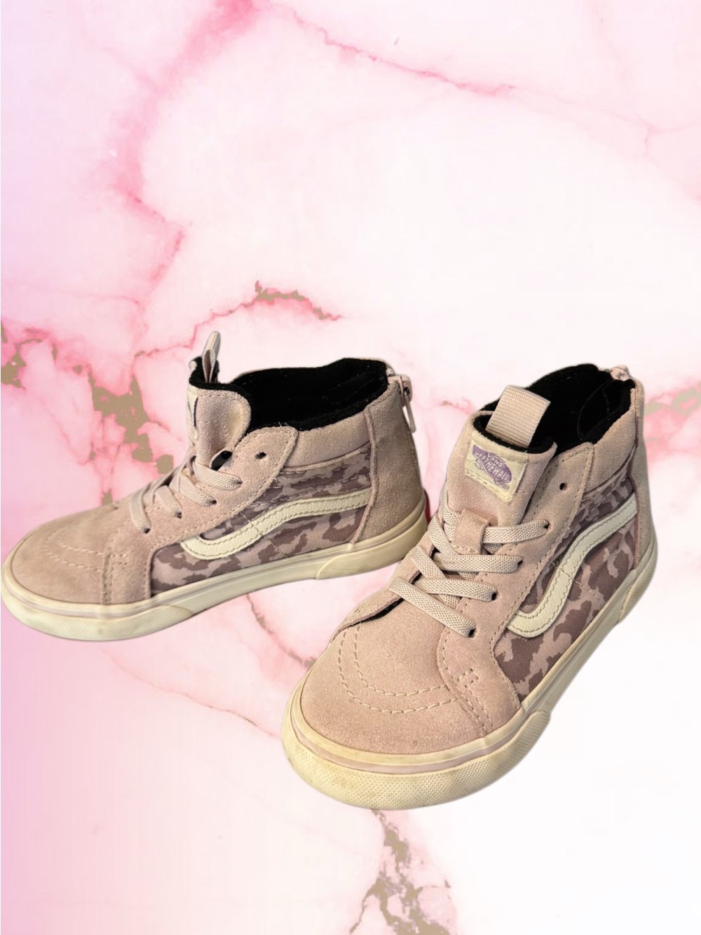 Vans Kids Pink High-Top Sneakers with Camo Panels